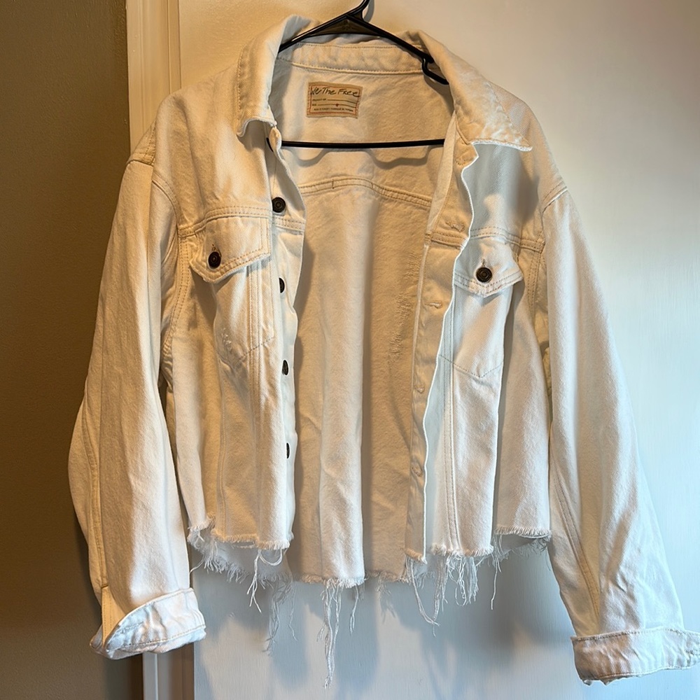 Free People White Jean Jacket